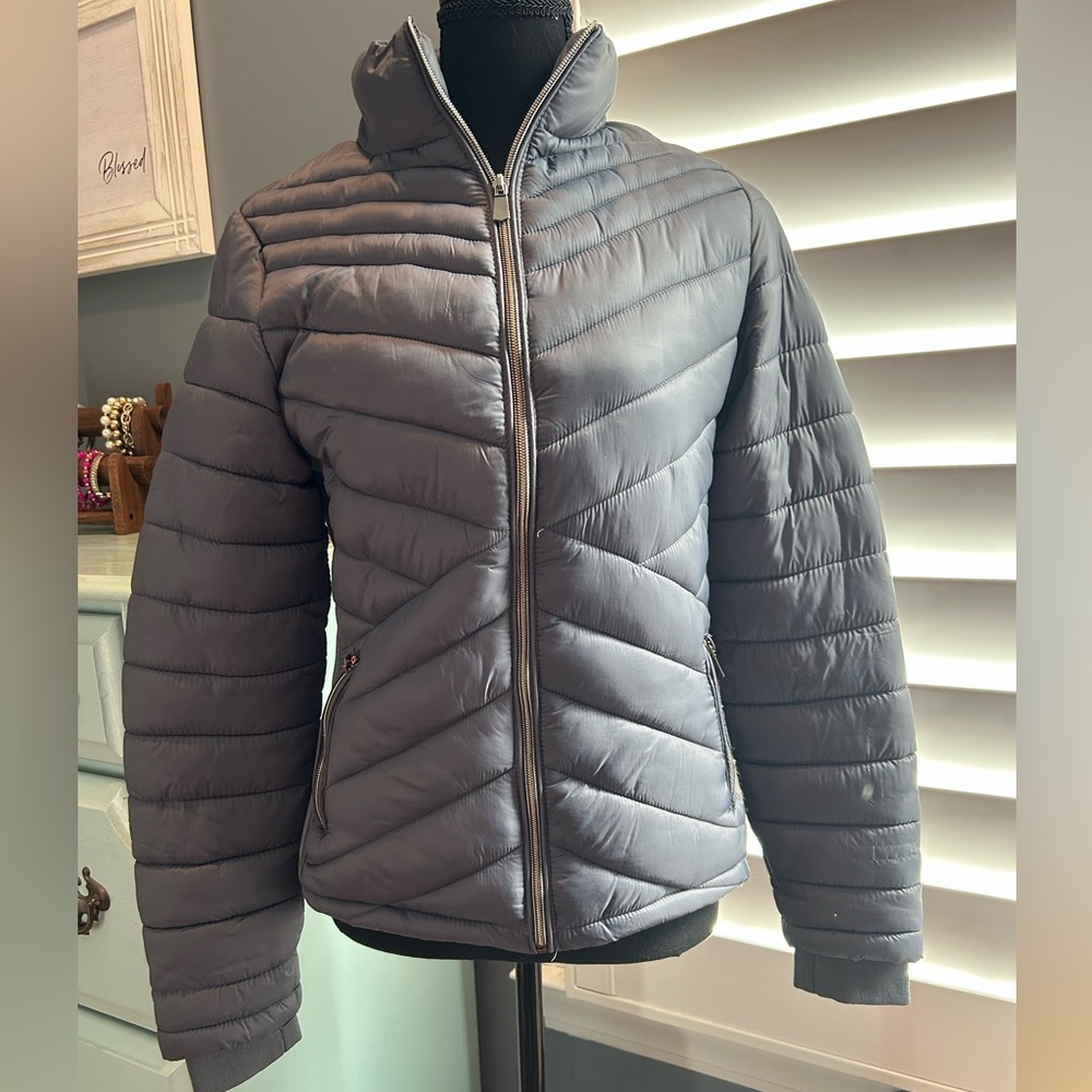 Gray puffer coat